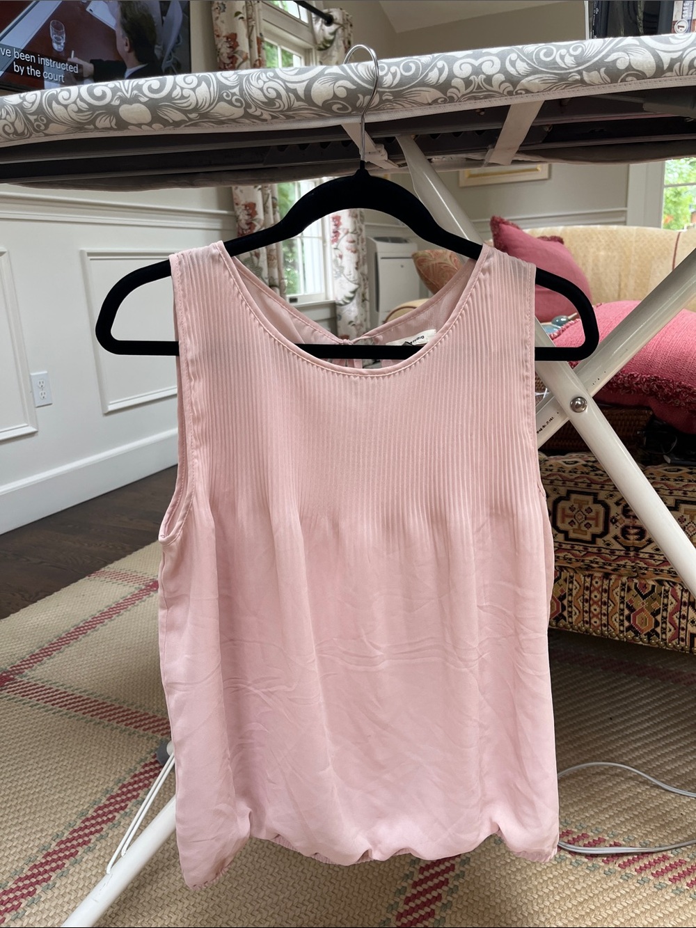Max Studio Pale Pink Sleeveless Rib-Top Blouse - Picture 1 of 1